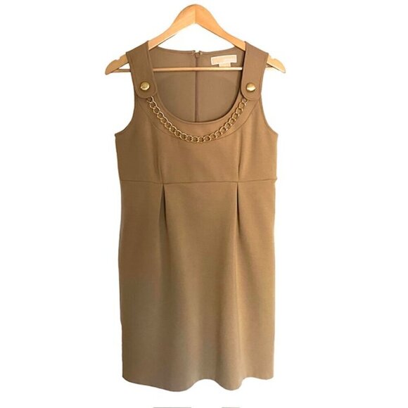 Michael Kors Camel Sleeveless Dress with Chain Detail 8 - Picture 1 of 4